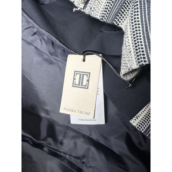 Ivanka Trump Women's Blue Striped Tweed Fringe Zip Blazer Jacket Size 6 NWT - Picture 7 of 11